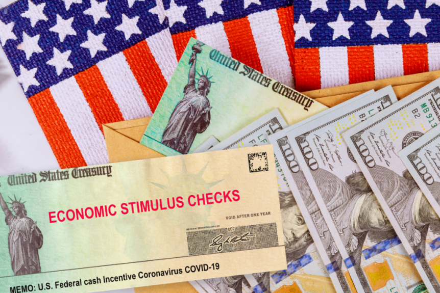 Economic Stimulus Checks with 100-Dollar dollar currency