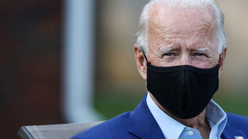 Joe Biden wearing a black mask