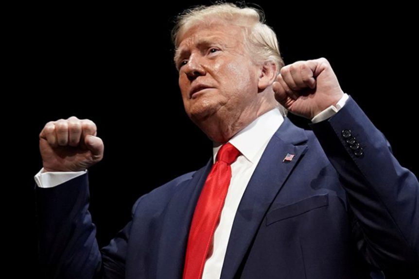 Donald Trump is giving fist pump