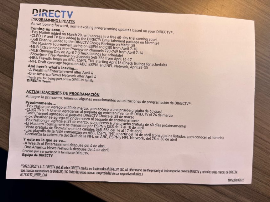 Instructions of Direct TV