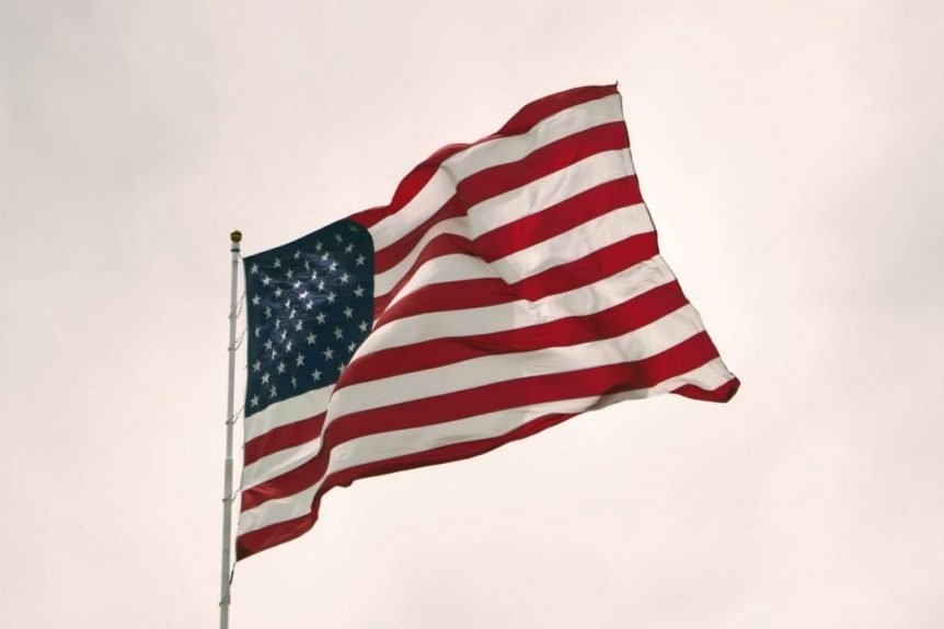 USA national flag floating