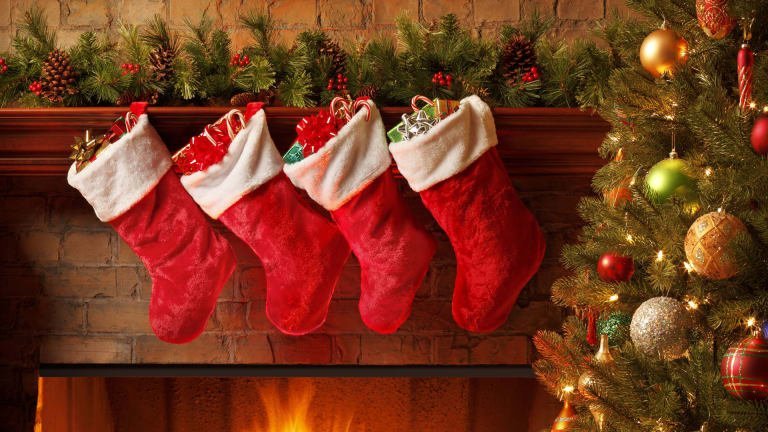 Christmas presents are inside the socks