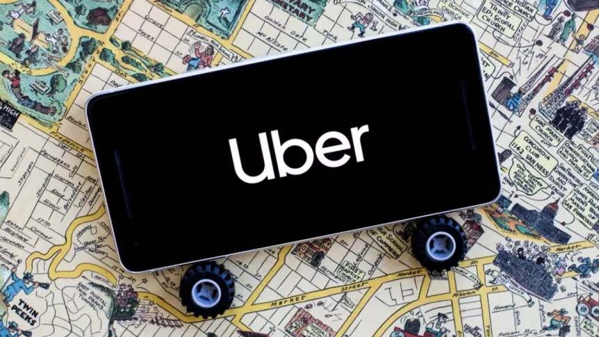 Uber logo in a mobile screen