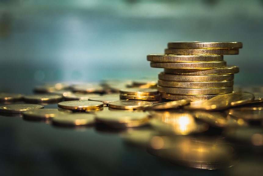Many coins are staking on each other