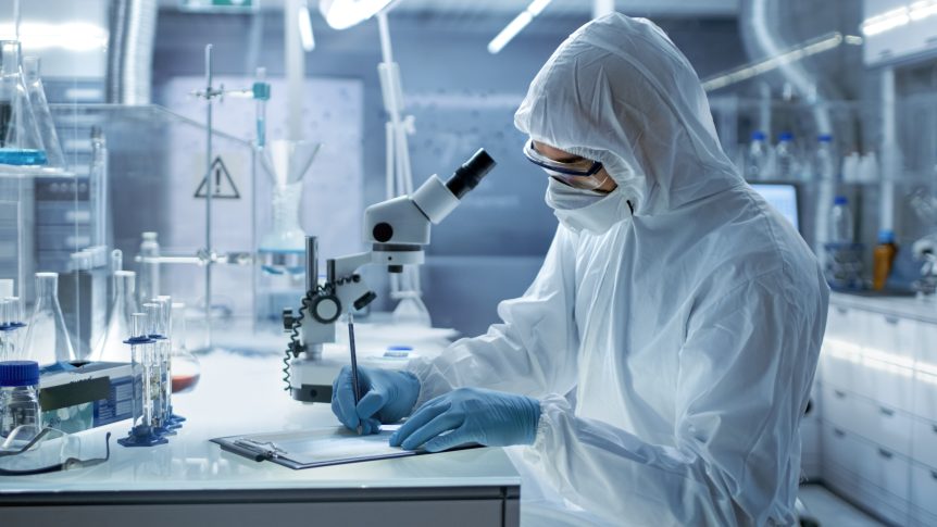 A man is working in a biolab